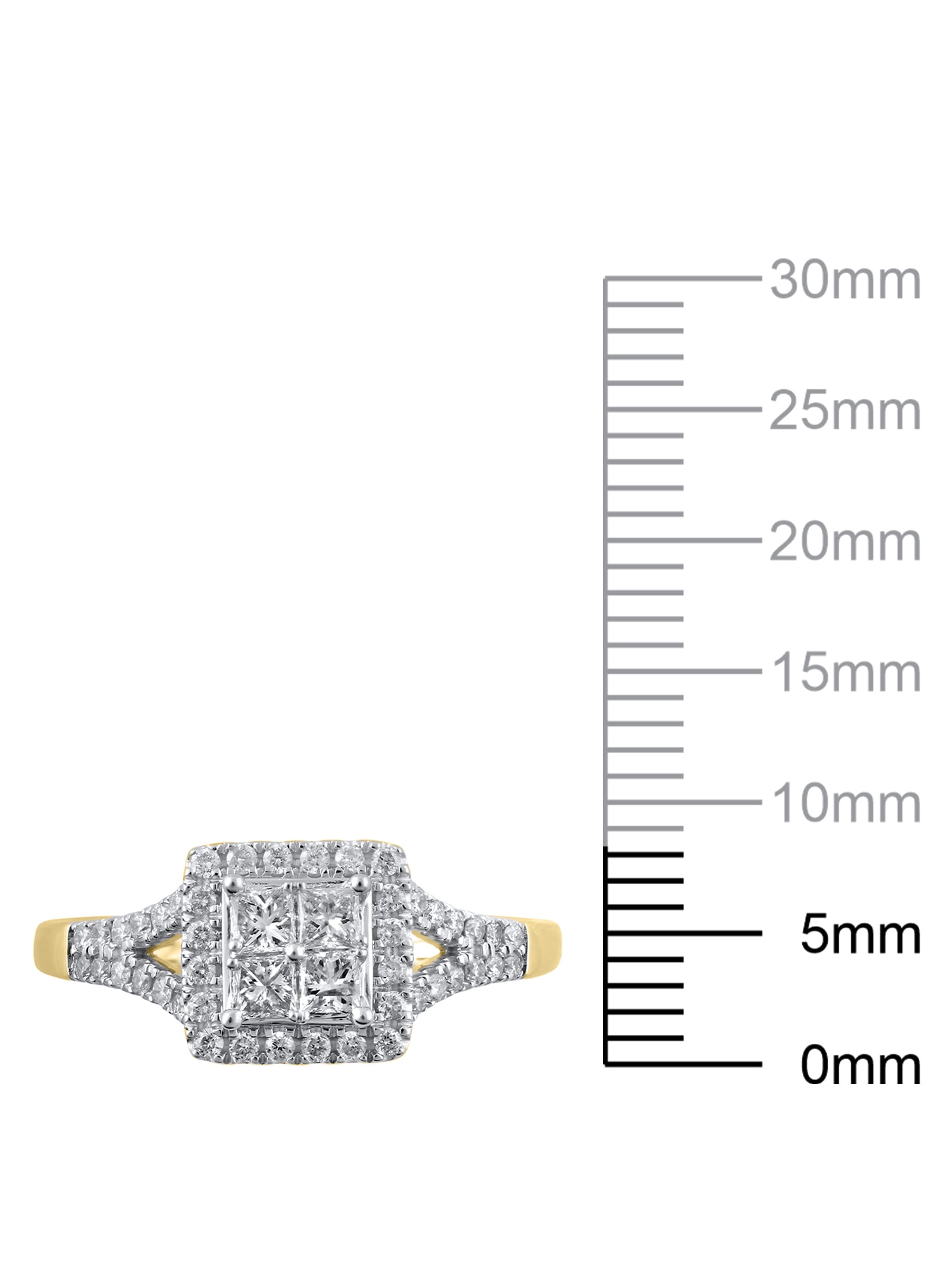 1/2 Carat T.W. (I2 clarity, H-I color) Brilliance Fine Jewelry Diamond Quad Engagement Ring in 10kt Yellow Gold, Size 8