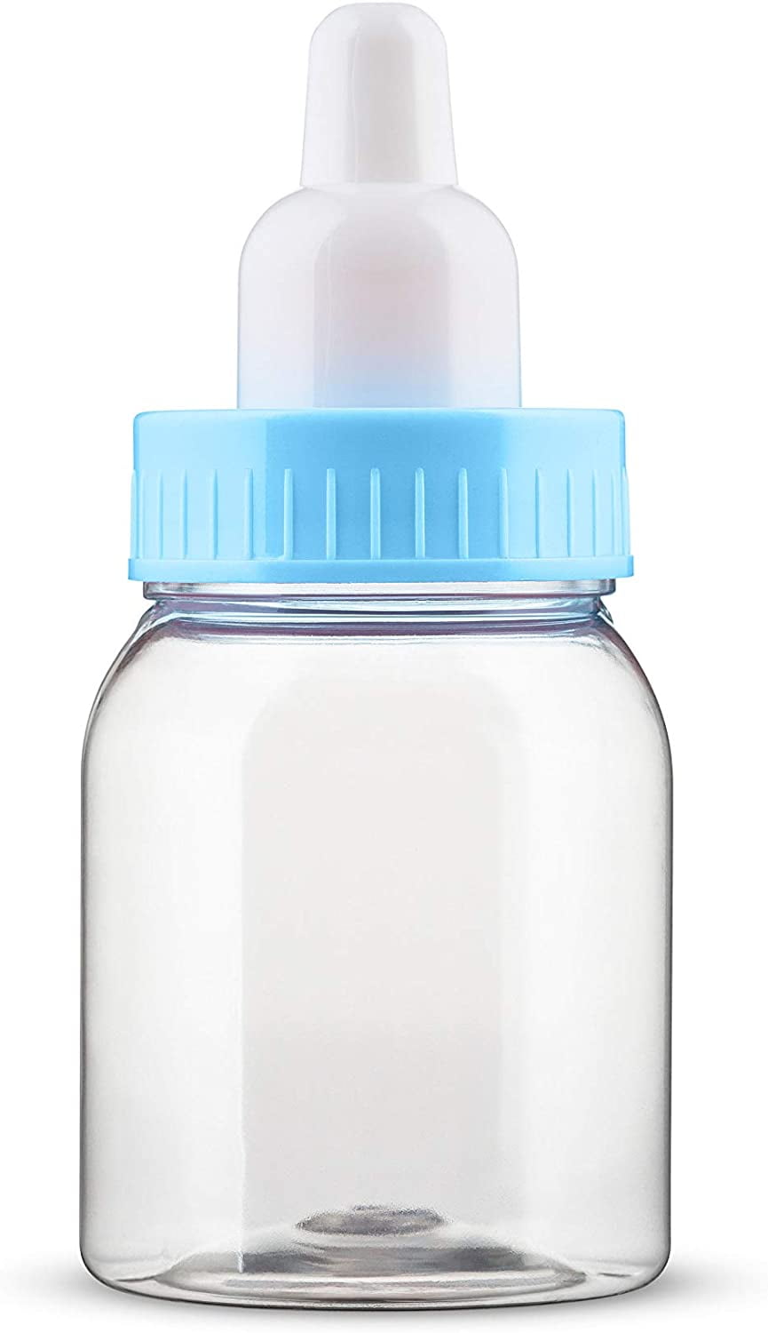 MT Products Blue Plastic Baby Bottles for Baby Shower - 3.5" Party Favor - Pack of 48