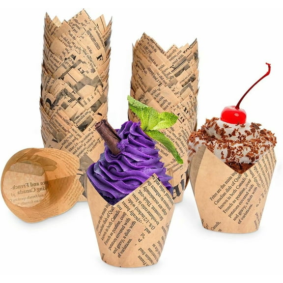 Artrylin Newspaper Tulip Baking Cups Cupcake Liners Muffin Liners Greaseproof Paper 150