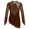 thumbnail image 5 of YiZYiF Girls Shiny Figure Skating Dress Mesh Long Sleeve Irregular Hem Ballet Lyrical Dance Costume Brown 16, 5 of 6