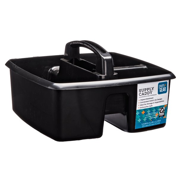 Pen+Gear Plastic Supply Caddy for Kids, 3 Compartments, Deep Black, 6