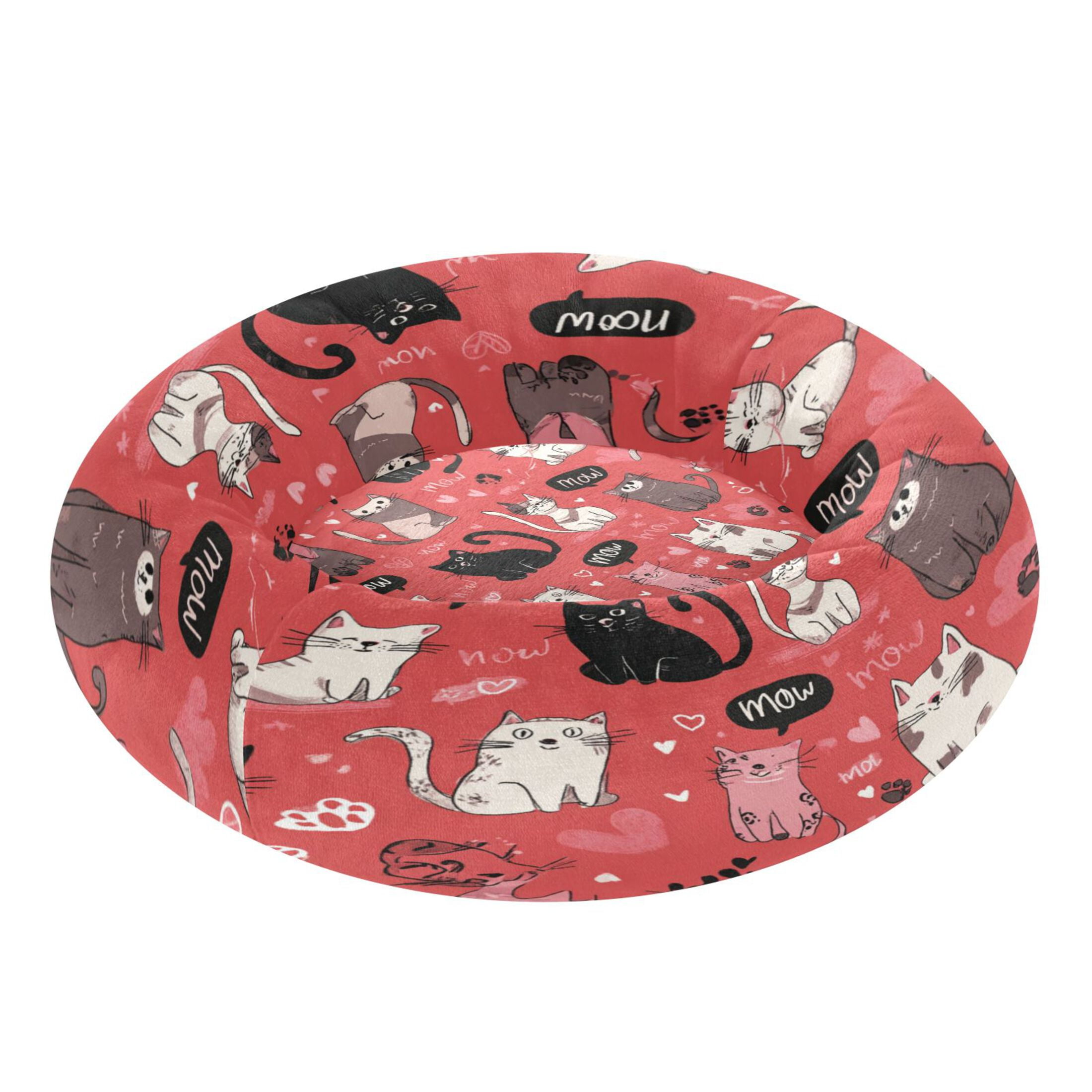 Iauyy Pet Couch Donut Cat Bed for Indoor Cats/Small Dogs Washable & Machine with Non-slip Bottom Calming Cat Furniture, Fat Cat (M)