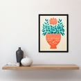 thumbnail image 2 of Ornate Coral Flower Pot Flowers Simple Bold Artwork Screen Print Vintage Art Print Framed Poster Wall Decor 12x16 inch, 2 of 5