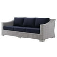 thumbnail image 3 of Lounge Sectional Sofa Chair Table Set, Rattan, Wicker, Light Grey Gray Blue Navy, Modern Contemporary Urban Design, Outdoor Patio Balcony Cafe Bistro Garden Furniture Hotel Hospitality, 3 of 10