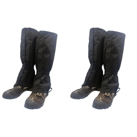 Raindrops 2 Pairs  Waterproof Breathable Wearable Outdoor Skiing Climbing Hiking Snow Leg Gaiters Boot Covers Protectors (Black)