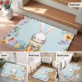 thumbnail image 5 of 2x3 Ft Entryway Area Rug, Easter Kitchen Rug Runner Washable Floor Mat, Spring Watercolor Bunny Carrots Eggs Flowers Blue Non Slip Indoor Door Mat Throw Carpet for Bathroom Living Room Bedroom, 5 of 8