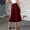 thumbnail image 7 of MLQIDK Pedal Pushers for Women Capri Pants Trendy Summer Elastic Waist Knee Length Cropped Pants Dressy Casual Crop Capris with Pockets Wine S, 7 of 7