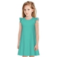 thumbnail image 1 of Vsdgher Turquoise pour Filles Chemises de Nuit Manches Courtes à Volants Robe de Nuit Pyjama pour Fête Pyjama-Moyen, 1 of 6