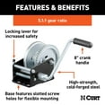 thumbnail image 2 of CURT 29428 Manual Hand Crank Boat Trailer Winch, 1,900 lbs Capacity, 8-Inch Handle, 5.1:1 Gear Ratio, 2 of 3