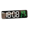 thumbnail image 2 of Reloj despertador con pantalla LED grande y medidor de temperatura, montado en la pared, digital, ajustable. Verde, 2 of 9