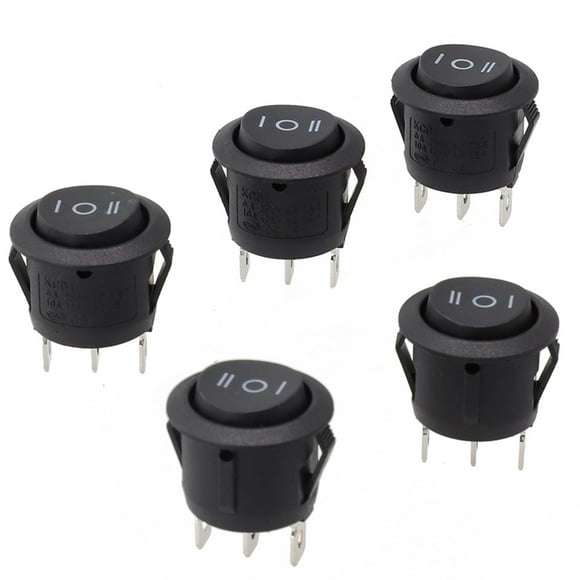 5PCS On / Off / On Noir Rond Interrupteur à Bascule Voiture Automobile 20mm SPDT 2 Way Dash