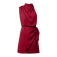 thumbnail image 3 of Spring Women's Short Formal Satin Dress Summer Sleeveless Lace Up Dress Women S Dresses for Summer Dress for Women Women Summer Outfits Button Dress for Women Womens Midi Dresses for Women Summer Mini, 3 of 4