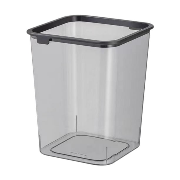 Papelera de basura con tapa abierta, cubo de hielo minimalista, 15 l, para baño negro y gris