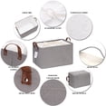 thumbnail image 5 of Hinwo 8.3 Gal./33.2 Qt./31.5 L Canvas Storage Bins, Rectangle Storage Baskets, Storage Cubes with Totes, Drawstring Closure, 16.5 x 11.8 x 9.8 Inches, 2-Pack, Grey, 5 of 6