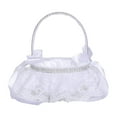thumbnail image 2 of Satin Flower Basket Fariy Wedding Basket with Handle White Flower Girl Basket for Bridal Engagement Wedding Supplies Ceremony A, 2 of 9