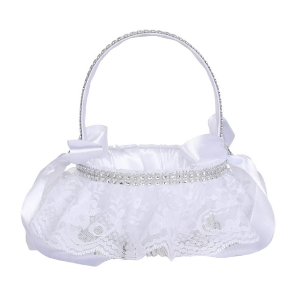 Boda rústica Cesta de niña de Cesta de Cesta de almacenamiento de perlas Cesta Cesta para compromiso de boda Dec Estilo A