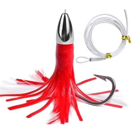 Soft Squid Skirt Lures Metal Head Rigged Trolling Lures Metal Jigs Head Skirts Lures Octopuses Squid Skirt Trolling Lure