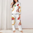 thumbnail image 6 of Salouo 2025 New Year'S Pattern Women's Pajamas Set Long Sleeve Button Down Sleepwear Soft Pj Lounge Sets for women 2 Piece Pjs Set with Long Pants -, 6 of 8