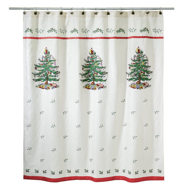 Avanti Holiday Spode Tree Red Shower, Avanti Snowman Shower Curtain