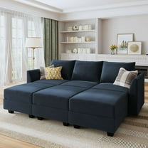 HONBAY Reversible Sectional Sofa Bed with Storage,  L/U Shaped Sofa Bed with Storage for Living Room, Dark Blue