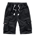 thumbnail image 1 of Pantalones cortos cargo para hombre, cintura elástica, corte relajado, pantalones cortos de trabajo informales de algodón para verano, 1 of 5