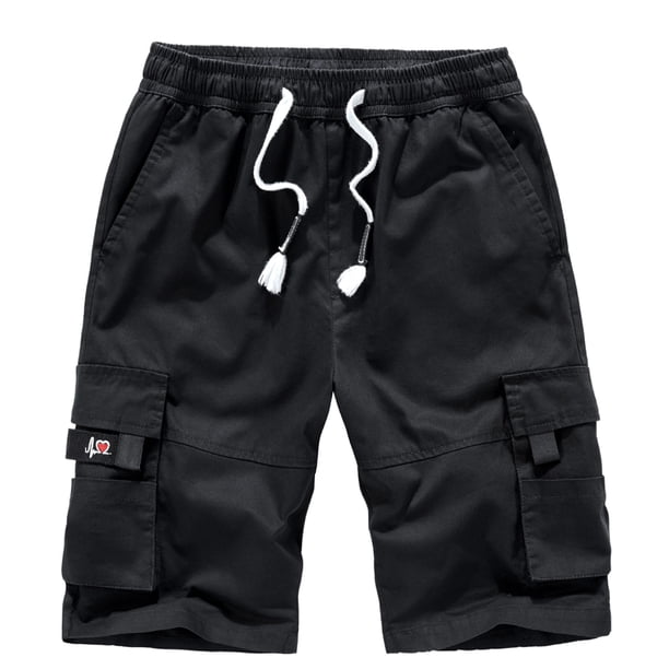 Pantalones cortos cargo para hombre, cintura elástica, corte relajado, pantalones cortos de trabajo informales de algodón para verano