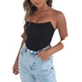 thumbnail image 1 of Qiylii Women Bustiers Solid Color Off Shoulder Crop Tank Top Push Up Corsets, 1 of 9