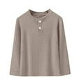 thumbnail image 2 of Loopsun Kids Long Sleeve T Shirts, Toddler Casual Solid Crew Neck Long Sleeve Shirts Bottoming Top Coffee, 8-9 Years, 2 of 5