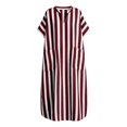 thumbnail image 4 of ZHOGXU Women's Dresses Summer Short Sleeve V Neck Striped Print Lightweight Comfortable Loose Fit Dress With Pockets For Casual Daily Wear,Red,Xl, 4 of 4