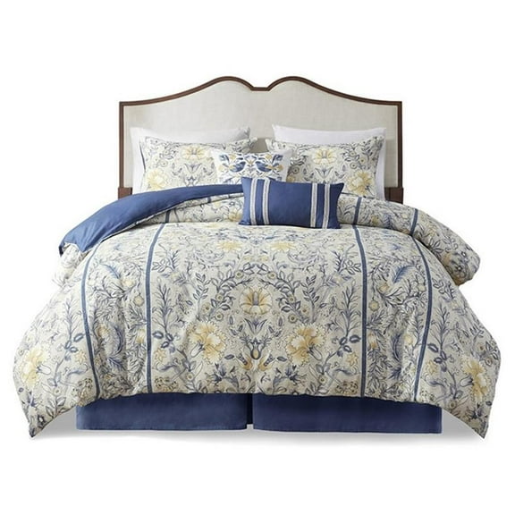 Pemberly Row 6-Piece Cotton Comforter Set w/ Decorative Pillows in Blue