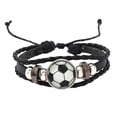 thumbnail image 3 of Pulsera de fútbol Pulsera trenzada de cuero Pulsera de moda con cuentas de fútbol brillante para fanáticos del equipo, 3 of 9