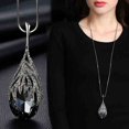 thumbnail image 1 of TidBay Chaîne de Pull pour Femmes en Forme Ovale avec Strass Style Coréen Élégant Pendentif Résistant à l'Usure Collier Bijoux Cadeaux, 1 of 8