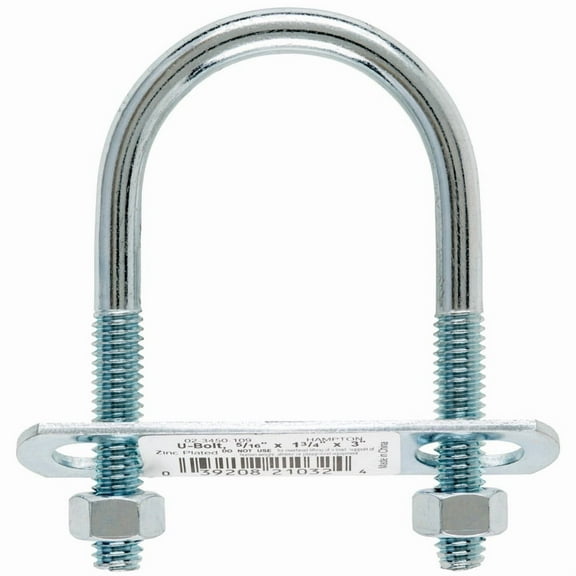Hampton 5/16 in. X 1-3/4 in. W X 3 in. L Coarse Zinc-Plated Steel U-Bolt
