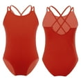 thumbnail image 3 of MSemis Kids Girls Ballet Dance Leotards Criss Cross Back Gymnastic Bodysuit,Size 3-14 Burgundy 8-10, 3 of 5
