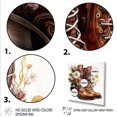 Designart "Western Boot with Brown Flower Blossoms II" People Framed