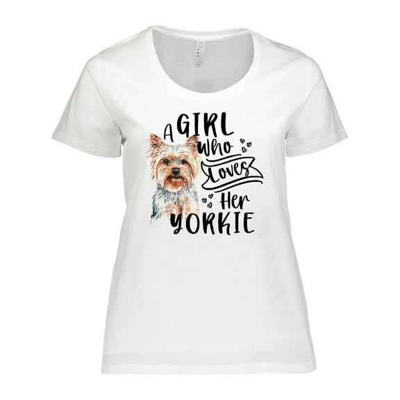 Inktastic A Girl Who Loves Her Yorkie Women's Plus Size T-Shirt