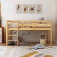 thumbnail image 2 of imerelez Twin Wood Loft Bed Low Loft Beds with Ladder,Twin,Walnut, 2 of 7
