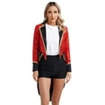 thumbnail image 6 of iiniim Women Sequin Magician Dress Circus Ringmaster Steampunk Tailcoat Jacket Halloween Costume Red 3XL, 6 of 7