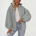 thumbnail image 2 of safuny Womens Zip Up Hoodies Coat Casual Long Lantern Sleeve Hoodie Jacket Oversized Lightweight Sweatshirts Fall Winter Tops Gray _e XXL, 2 of 5
