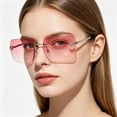 thumbnail image 2 of Rimless Rectangle Y2k Sunglasses for Women Men Cute Small Clear Frameless Tinted Lens 2000S Fashion Shades Butterfly, 2 of 4