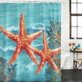thumbnail image 2 of Coastal Starfish Bathroom Shower Curtains with 12 Hooks Polyester Waterproof Shower Curtain for Stalls and Bathtubs Teal Summer Beach Ocean Coral Decorative Bathroom Privacy Curtain 72x96 Inches, 2 of 8