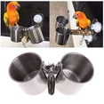 thumbnail image 3 of Tazas de alimentación para loros, comederos de platos de comida para pájaros de acero inoxidable, cuencos de jaula de agua dobles con soporte de abrazadera para cacatúas, periquitos, 3 of 7