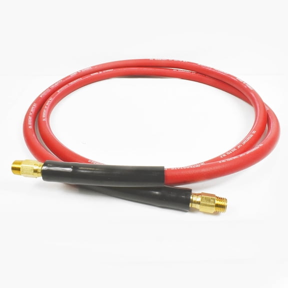 Interstate Pneumatics HA44-06ES 1/4 Inch x 6 ft Red Rhino Rubber Air Hose WP 300 PSI (1/4 Inch Male Swivel Barb Connector)
