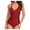 Wine, variant on Womens One Piece Swimsuit with Tummy Control, V-Neck, Adjustable Straps, Cross Back & Ruched Solid Print Push-Up Bathing Suit