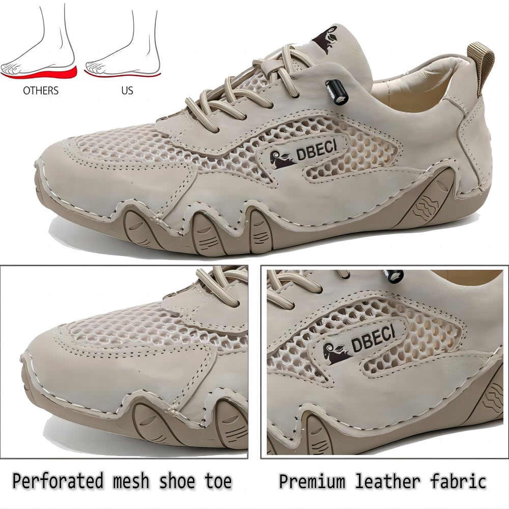 Men's Casual Outdoor Sneakers Breathable Comfort Waterproof for Hiking Mesh Non-Slip Summer Lightweight Classic Shoes Beige 7.5 US