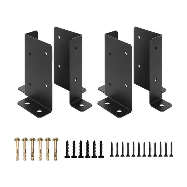 4 soportes de base de poste ajustables para postes de 2x4, 4x4 y 6x6. Bases de soporte de metal de alta dureza para pérgola, buzón y barandilla.