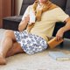 thumbnail image 5 of Balery Dark Blue Snowflakes Pantalones cortos de pijama de punto de algodón para hombre con cinturilla y bolsillos-Large, 5 of 6