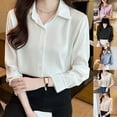 thumbnail image 3 of BUYISI Womens New style Fashion Versatile Chiffon shirt Loose Temperament Tops Champagne M, 3 of 8