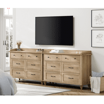 Wood Dresser with 12 Drawers, Nursery Dresser Chest of Drawers, Mid-Century Kids Dresser for Bedroom, Oak 94 inch