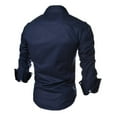 thumbnail image 4 of IROINNID Deals Shirts for Men Long Sleeve Autumn Slim Fit Turndown Pocket Top Blouse Shirt,Blue, 4 of 4